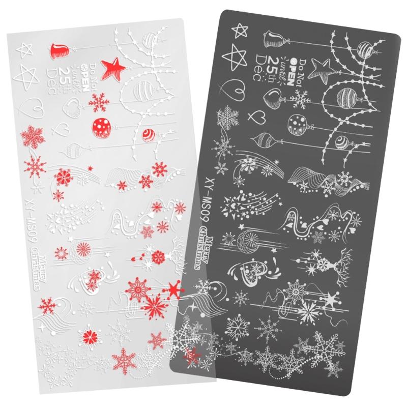 Nägel Stempelvorlagen Weihnachtsserie Nägel Kunst Stempelplatten Schneeflocken Nägel Platten Maniküre Druckschablonen