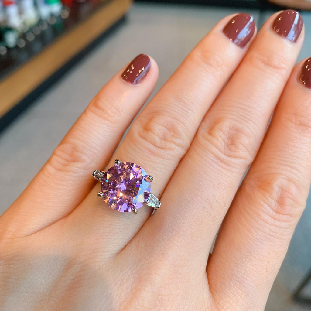 Tiktok Live Broadcast New Cross Border Celebrity Ring Round Imitation Emerald Simulation Palaiba Color Jewelry