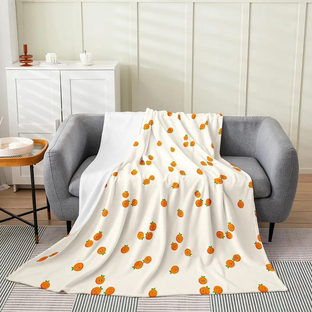 Verse Vruchten Plaid Druif Sinaasappel Aardbei Patroon Flanellen Deken Zacht Lichtgewicht voor Bed Bank Sofa King Queen Maat