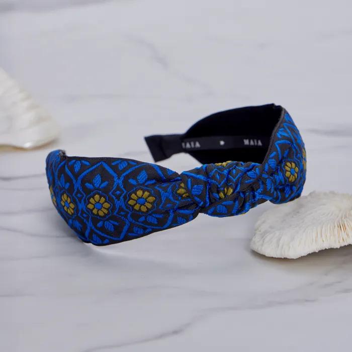 Maia Blue Jacquard Headband