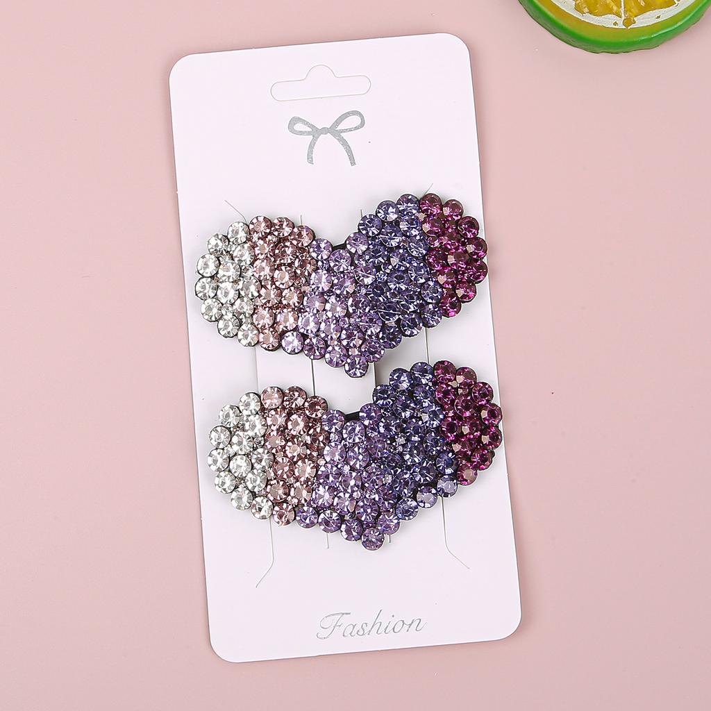 2 SZT. Urocze Kryształowe Spinki do Włosów w Kształcie Serca Błyszczące Spinki do Włosów w Kształcie Tęczowego Serca Spinki Wsuwki Dziecięce Spinki do Włosów Akcesoria do Włosów dla Dzieci
