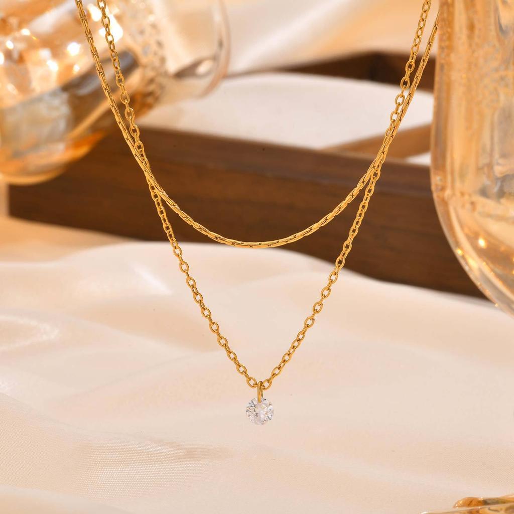 Minimalist Light Cozy Stainless Steel Double Layer Y Shaped Necklace Chain Trendy Women Premium Jewelry Bijoux