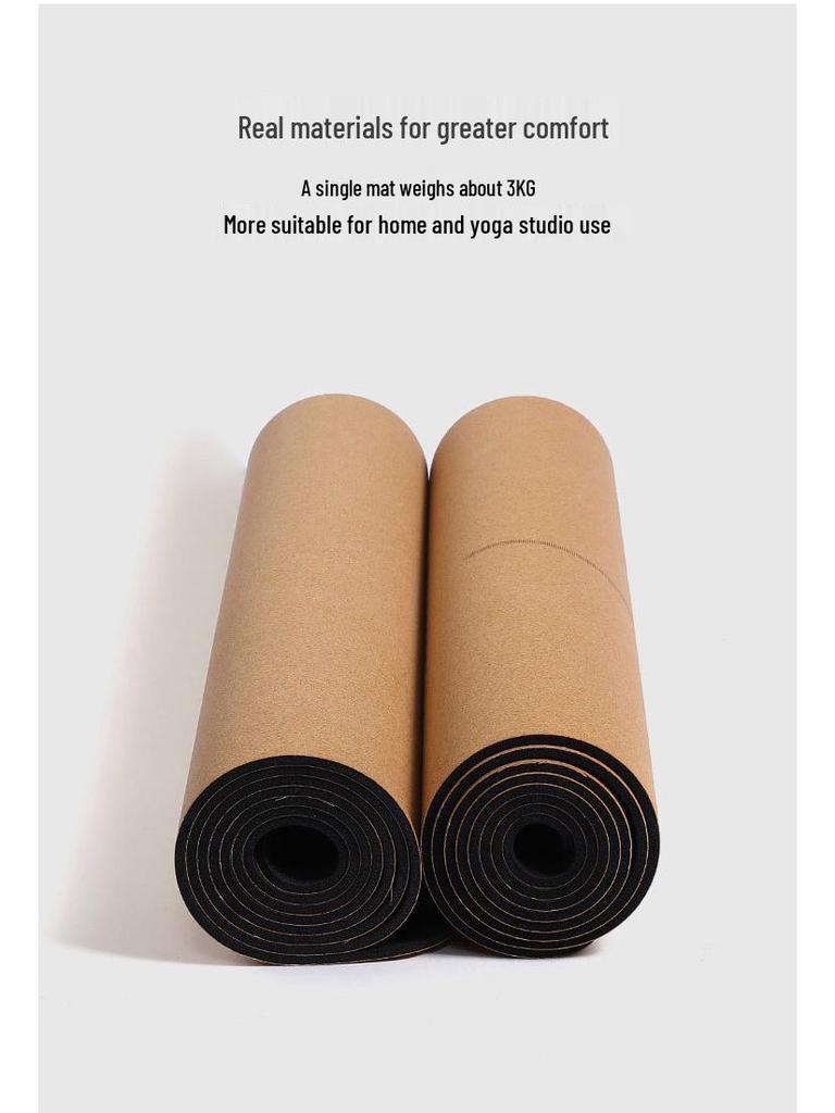 Professional Non-Slip Sweat-Absorbent Cork Rubber Yoga Mat for Hot Yoga and Fitness