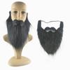 Realistic Pirate Facial Hair Set - Fake Beard and Sideburns for Halloween Masquerade Party Stage Costume Props