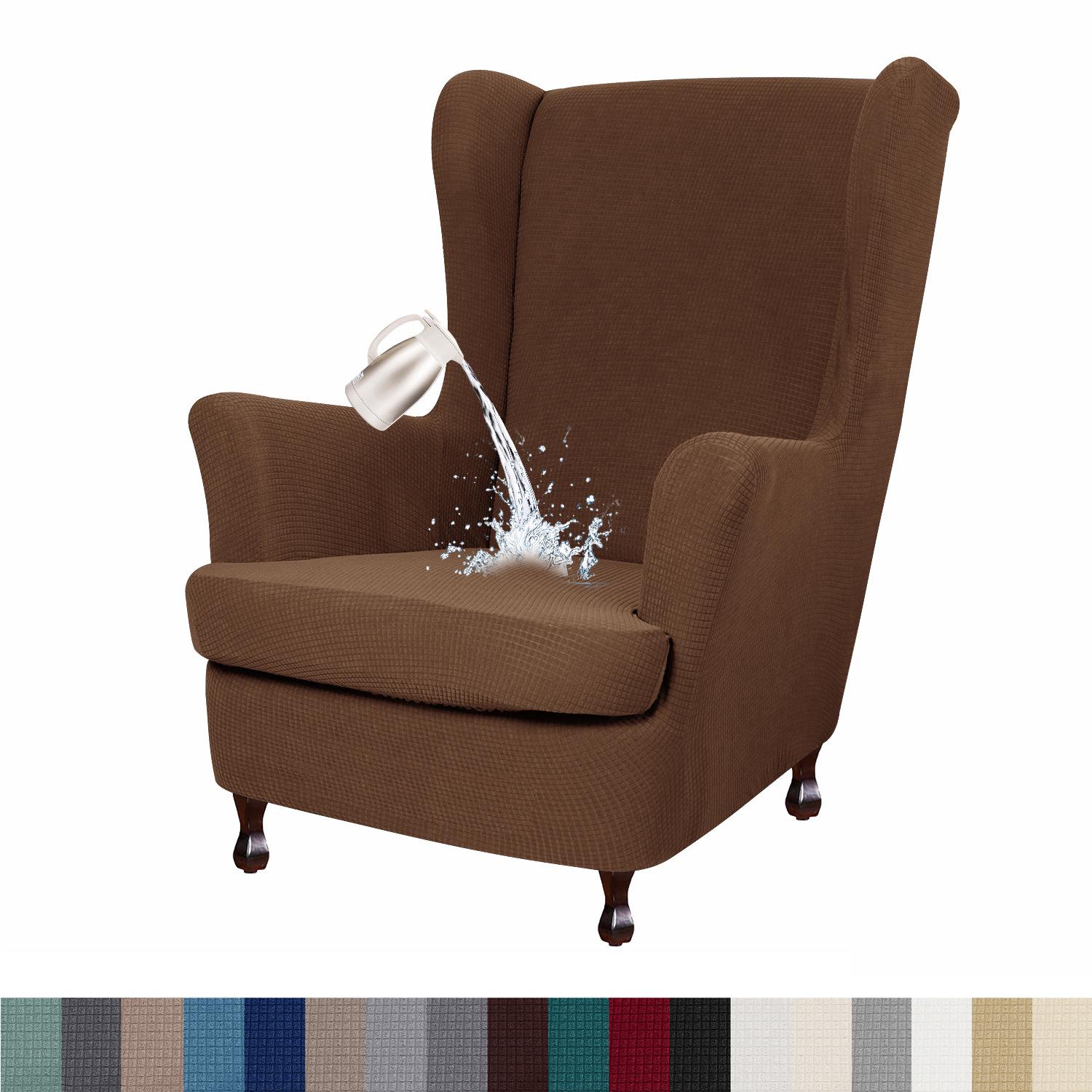 

Водонепроникний чохол для крісла Wingback 2 шт. Еластична тканина спандекс Wingback крісло чохол Wingback крісло чохол з еластичним дном для вітальні спальні W33xD36xH45inch світло-коричневого кольору