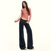 25. OOTD: Americké Retro Tmavě Modré Micro-Flare Volné Zeštíhlující Dlouhé Džíny