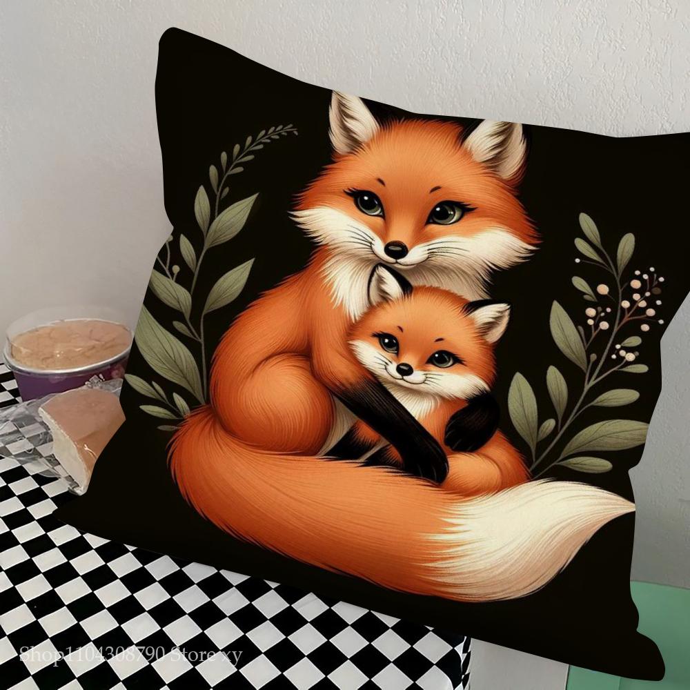 1pc Flower Fox Pillow Case Square Bedroom Sofa Leisure Comfort Cushion Car Living Room Home Decoration