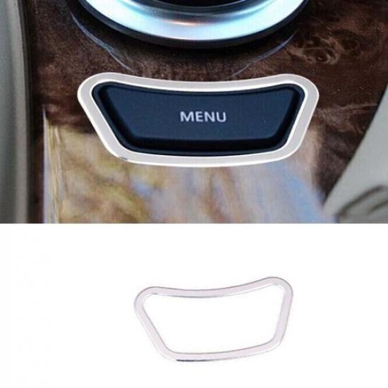 For BMW 5 Series 2004-10 Multimedia Button Switch Middle Console Silver Aluminum