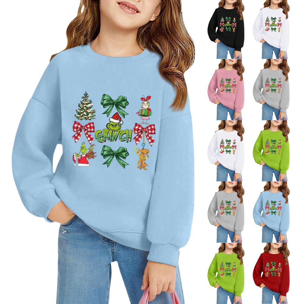 Julegenser for jenter med rund hals til barn, trykte babytopper