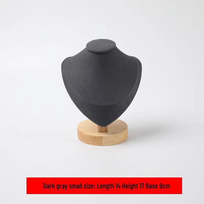 Solid Wood Velvet Jewelry Display Stand for Necklaces and Pendants