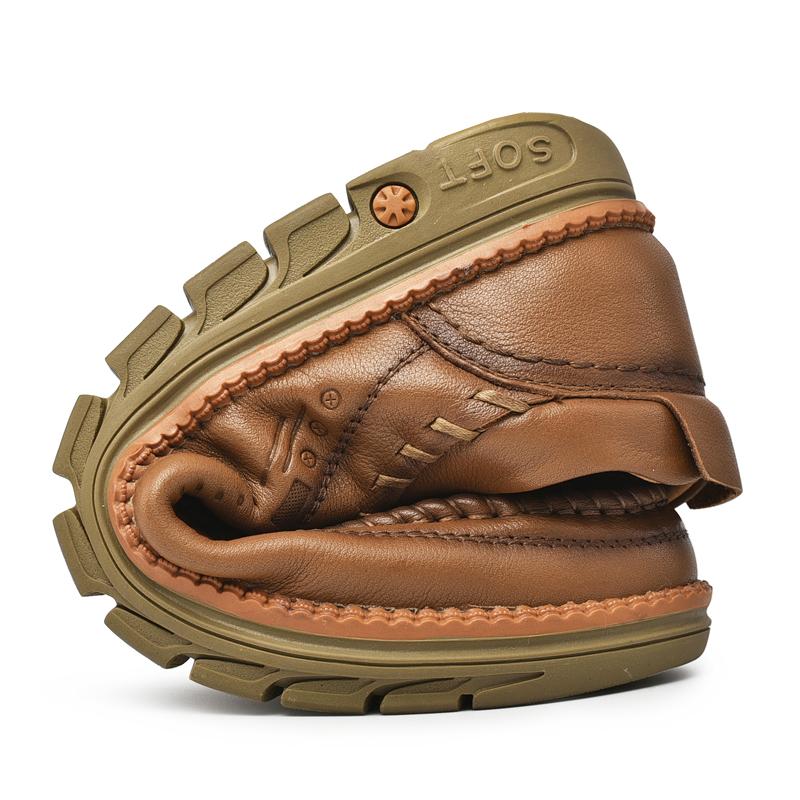 Men's Leather Shoes Handmade Moccasins Loafers Slip on Flats Walking Shoes