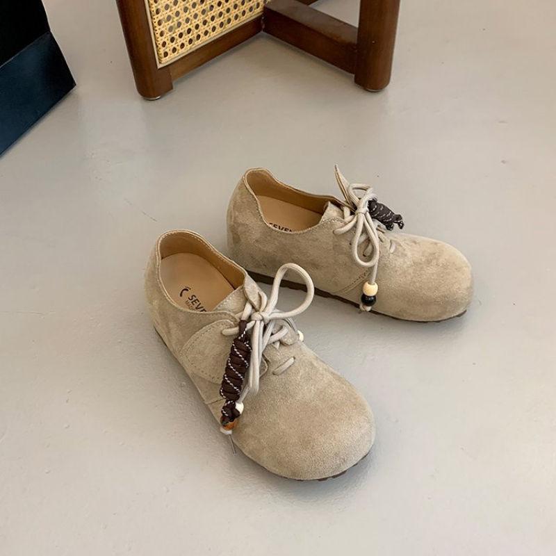 Height-increasing Single Shoes Women's Autumn Versatile Casual Lace-up Thin Single Shoes Women's Small Foreign Style Retro Super Fashionable Wom