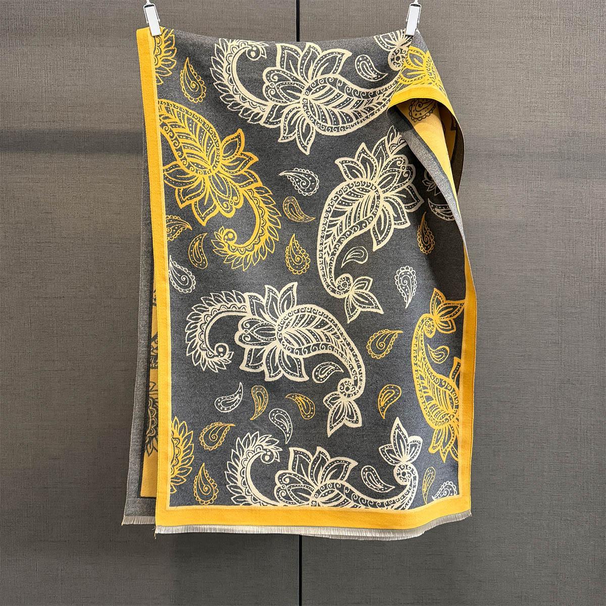 

Имитация кашемира теплый платок-шаль с длинным полотном и узором из цветов кешью, женский осенний утолщенный теплый темпераментный шарф двойного назначения 185*65cm