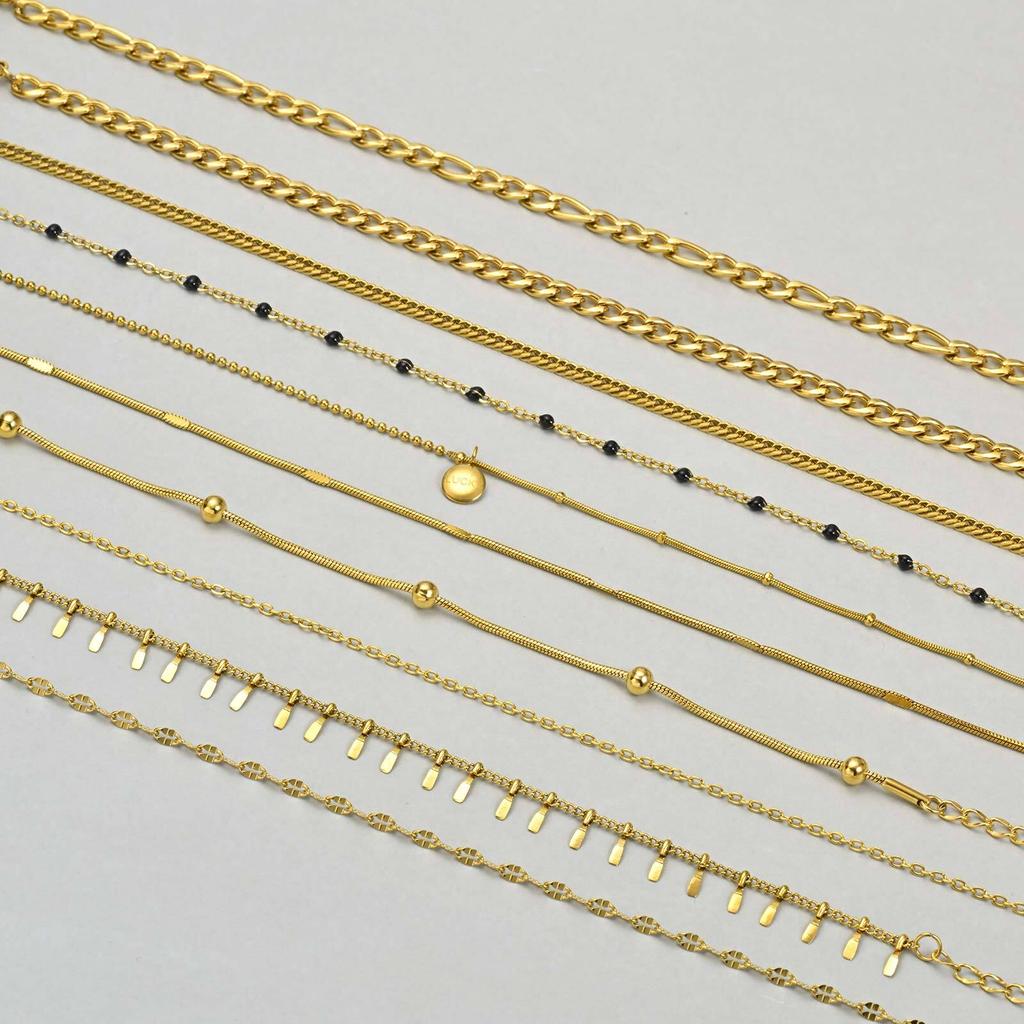 Waterproof Layered Link Chain Anklets Bracelet for Women, Gold Plated Foot Leg Anklets Summer Boho Beach Jewelry Adjustable