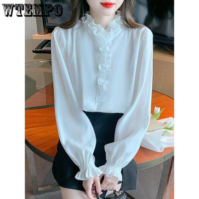 Long Sleeved Chiffon Shirt for Women Spring Early Spring Outfit Chic Top