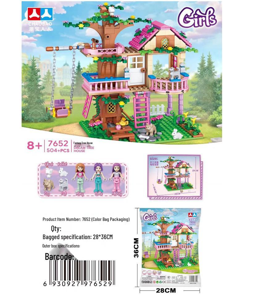 New Girls' Pink Princess Castle Treehouse Building Blocks Model