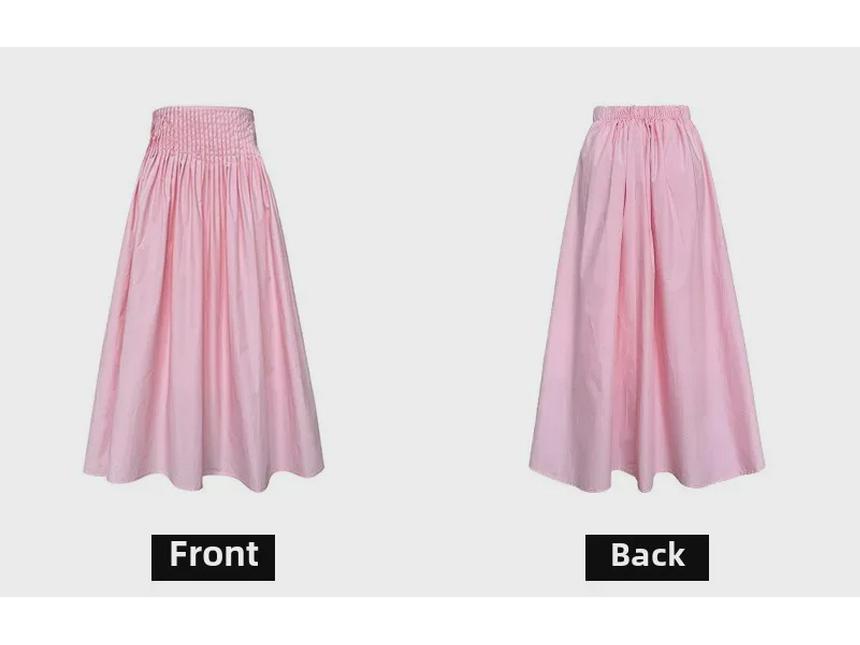 Jupe midi trapèze plissée taille haute rose Luxi pour femmes - Design doux et élégant