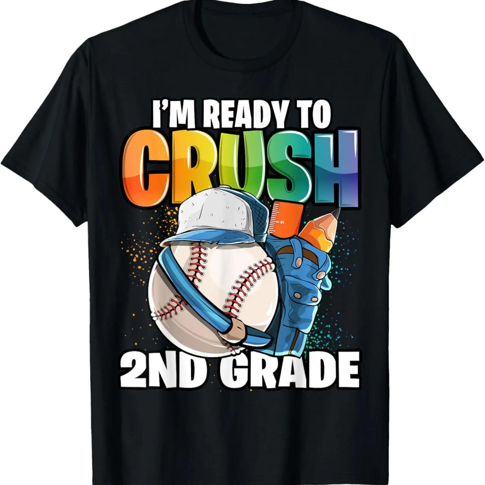 

I m Ready to Crush 2nd Grade Baseball Back to School Boys T-Shirt XXXXXL чёрный
