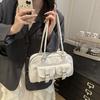 Fashion Women Patent Leather Tote Shoulder Bag Retro Style Satchel Purse with Buckle Pockets for Casual Daily Commute Streetwear