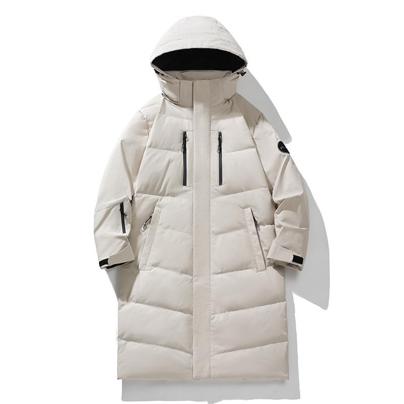 

Длинные куртки ниже колена для мужчин и женщин, зимняя новая свободная куртка с капюшоном высокого класса с 90% пуха белой утки 3XL