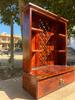 Handcrafted Wooden Wall Cabinet with Jali Work Drawer, Indian Decor