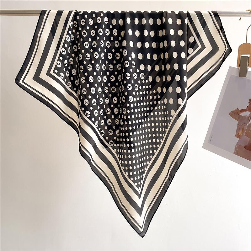 Polka Dot Line Temperament Scarf Color Matching Silk Scarf Imitation Silk Women's Square Scarf 71x71cm Headscarf Shawl Travel Scarf