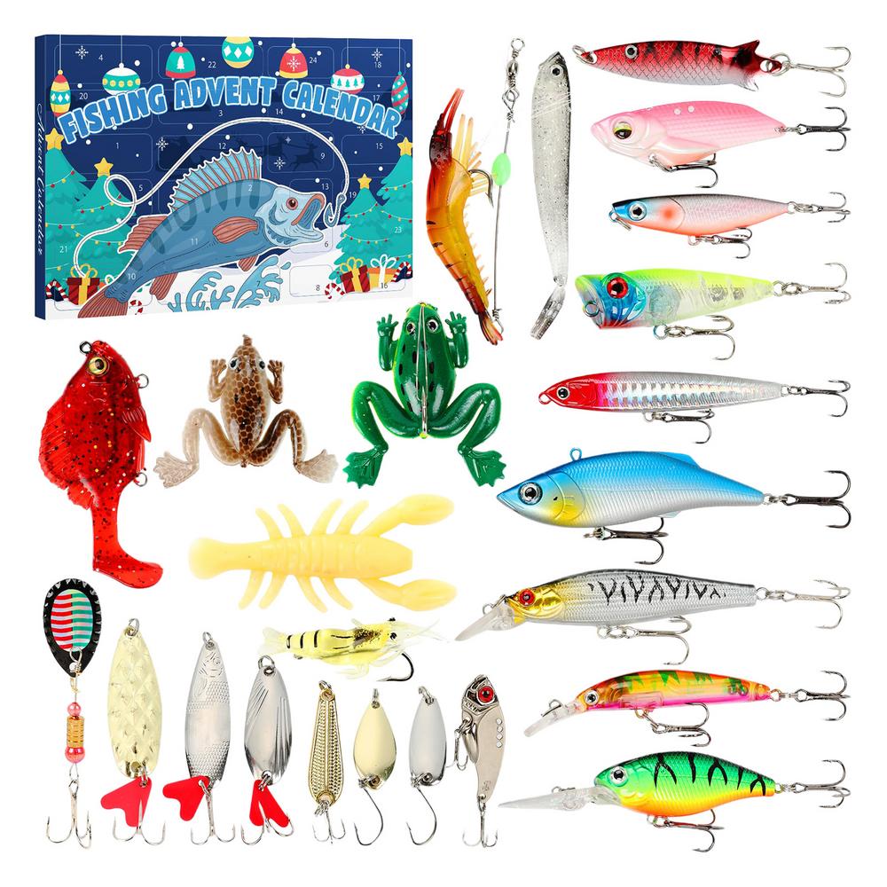 

Fishing Christmas Calendar 24 Days Fishing Calendar Christmas Advent Realistic Fish Lures For Fisherman Adults Men Teen Boys other