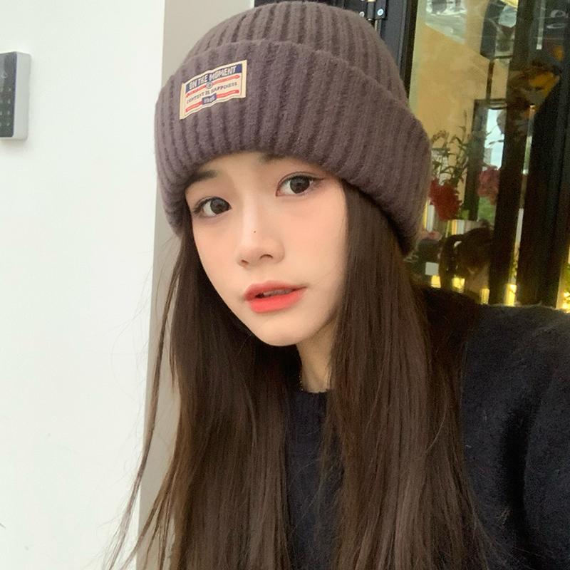 Cloth knitted hats men's and women's autumn new versatile thickened wool hats women's ear protectors cold hats