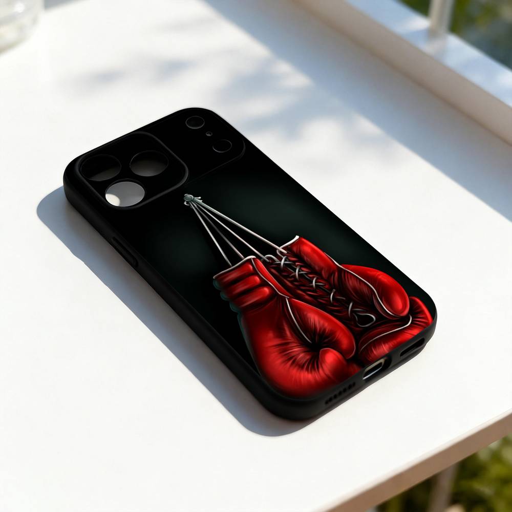 Boxing Gloves Cool For iPhone 17,16,15,14,13,12,11,Pro,Max,Plus,E,SE4,Air,Mini Black Soft Cover Phone Case