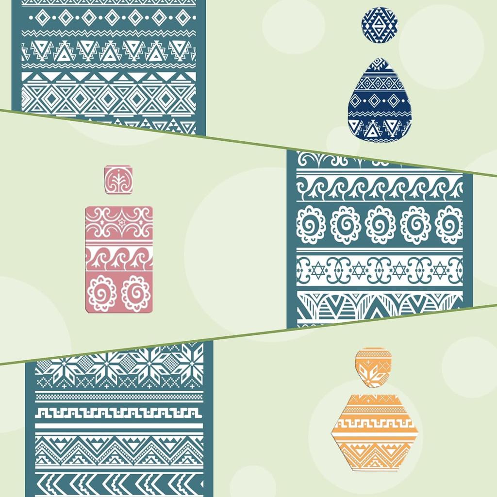 Silk Screen Stencil for Clay, Durable Boho Pattern Printing Kit DIY Craft Jewelry, Clay Silk Screen for Earrings Decoration, 3 PCS Each 5.9" X 3.5"
