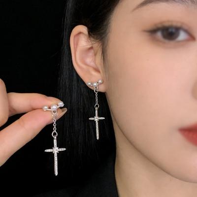 2025 Cross Tassel Earrings Long Temperament Earrings Versatile