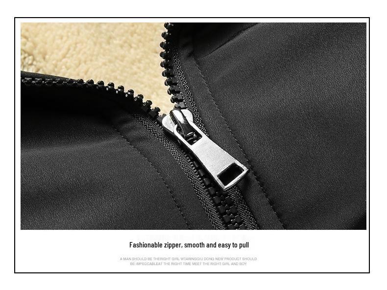 Men's Winter Fleece-lined Stand-up Collar Thick Jacket Plus Size