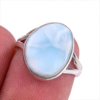 Natural Republic Larimar Gemstone 925 Solid Sterling Silver Gift Ring S.6 D7s02