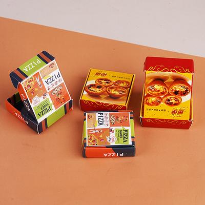 5Pcs Miniature Simulation Egg Tart Pizza Empty Box Model For Dollhouse Kitchen Accessories Kids Pretend Play Toy