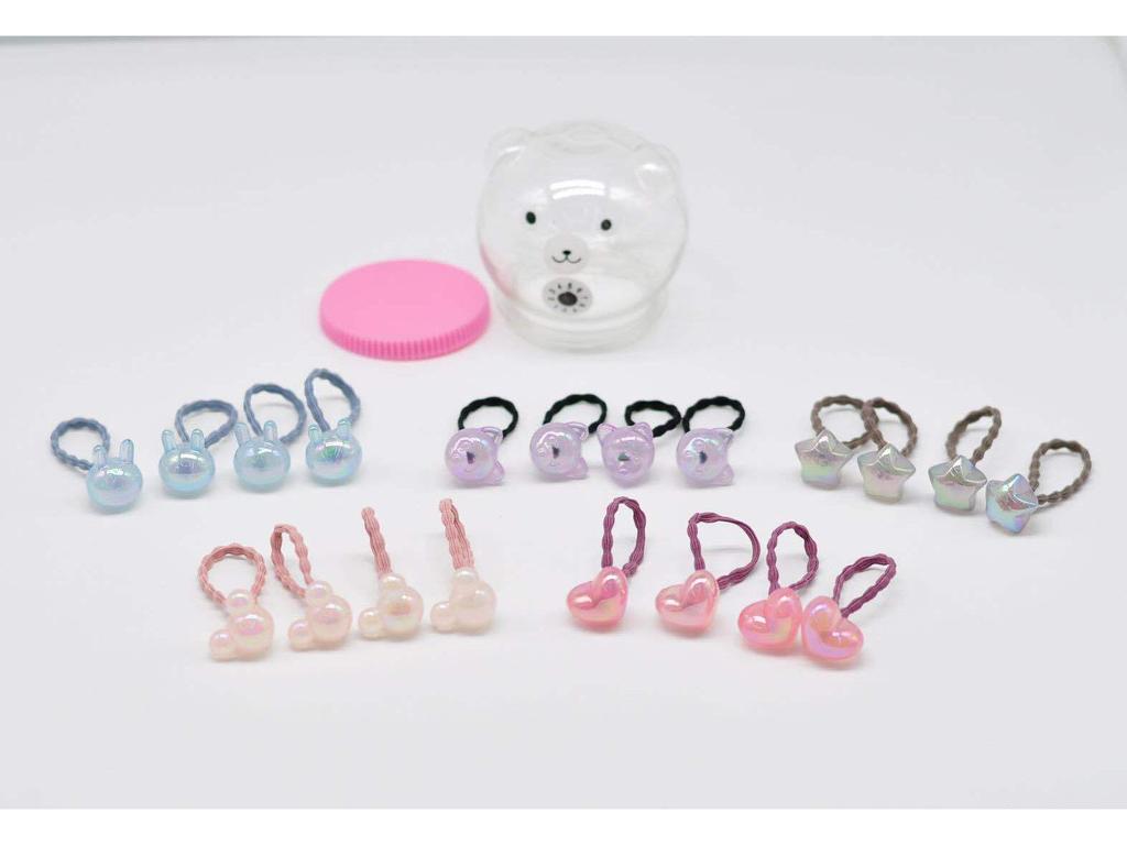 Flashing Bear Hair Ties for Kindergarten Girls - Gentle, Colorful Rubber Bands