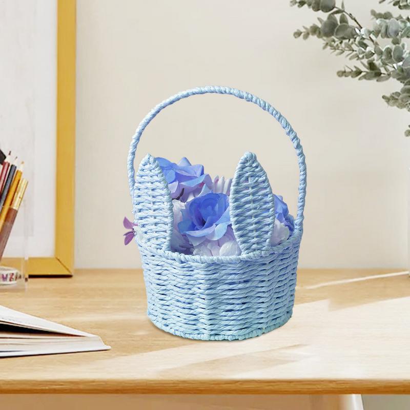 Woven Easter Basket Hand Woven Picnic Egg Gathering Basket Compact Natural Classic Aesthetic Decor for Bedroom Patio Picnic
