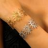 Bohemian Sun Cuff Bracelet for Women Open Statement Bangle with Spiral Sun Design