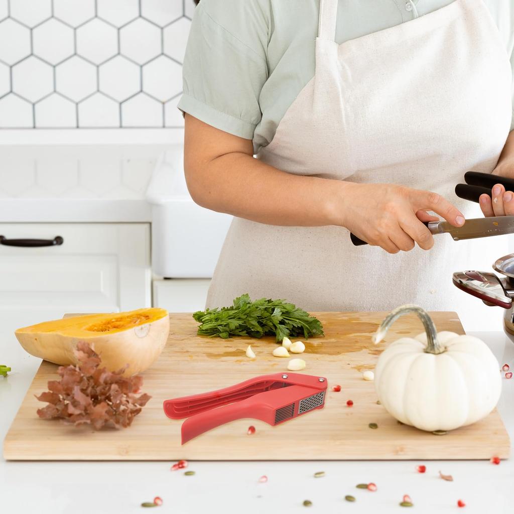 uxcell Garlic Press Inch Stainless Steel Garlic Kitchen Tool for Home and Professional White 7.5 Slicer/Crusher Use,