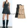 Spring New Women's Clothing French Design Wide Pleated Stripes Vest Dress 2157554 9368558