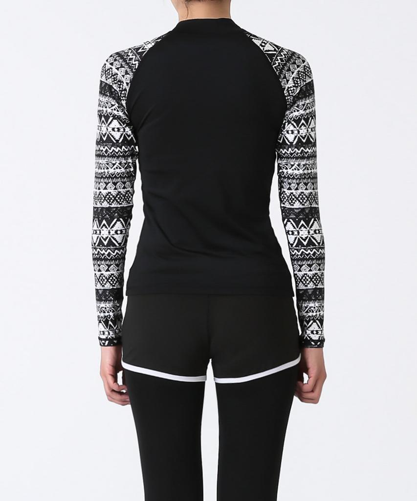 Dangun Cool Air Stone Print Zip-Up Long Sleeve Rash Guard