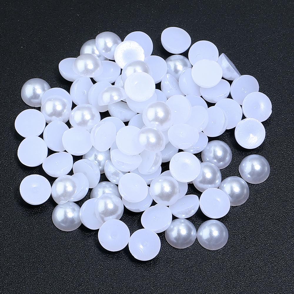 

10-500pcs 2-25mm Half Round Imitation Pearl Beads Plastic White Beige Loose Beads For DIY Jewelry Making Nail Art Clothing Decor 3mm 400pcs