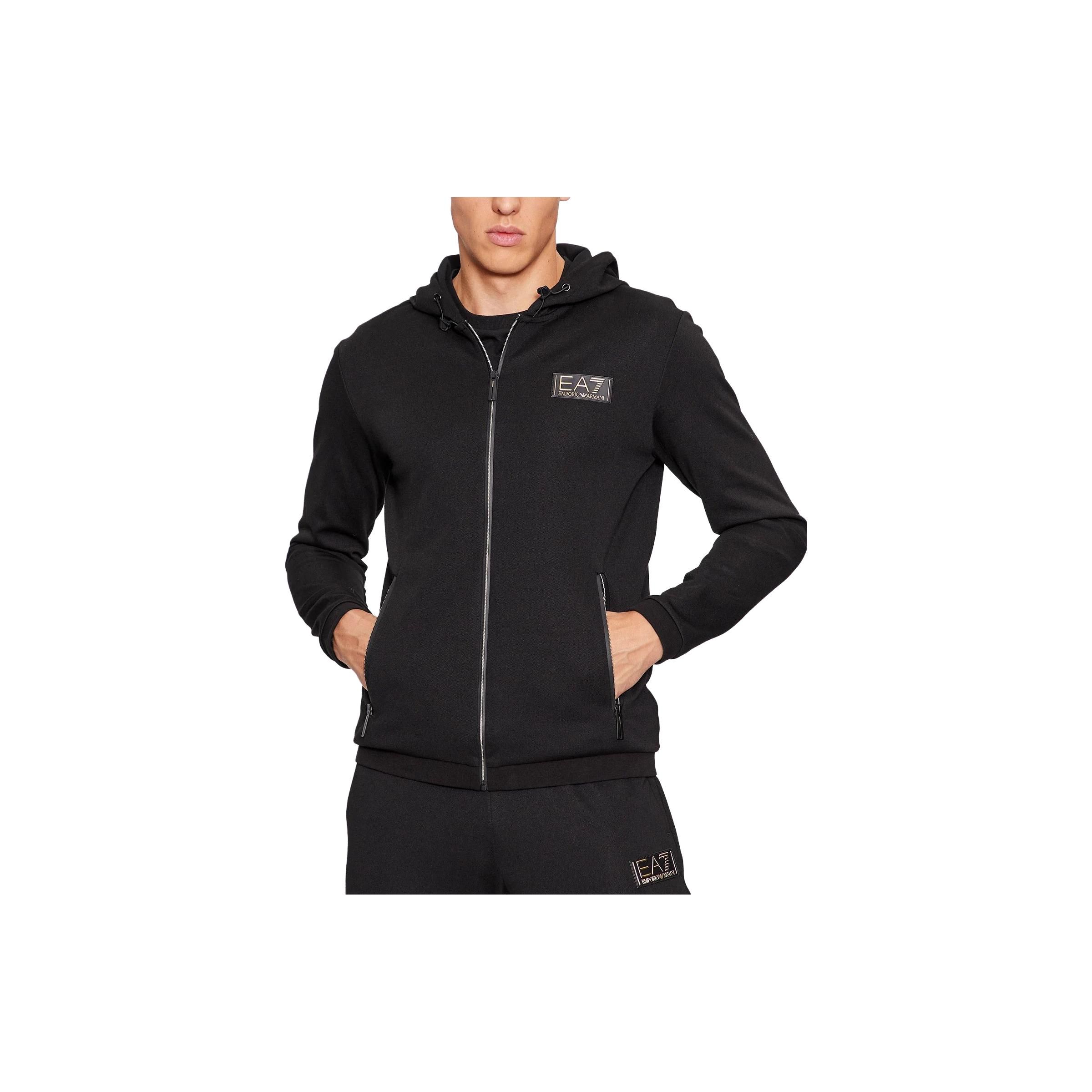 Emporio Armani FW23 Letter And Number Logo Zip-Up Hooded Long Sleeve Sports Jacket Men jackets Black 6RPM39-PJMCZ-1200 S