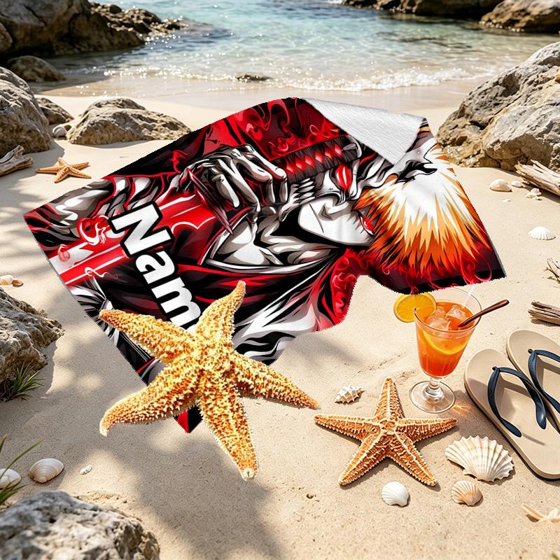 Custom Name Personalized BLEACH Print Beach Towel, for Trip Camping Beach Party Home Decor, Birthday Gift for Family & Friends