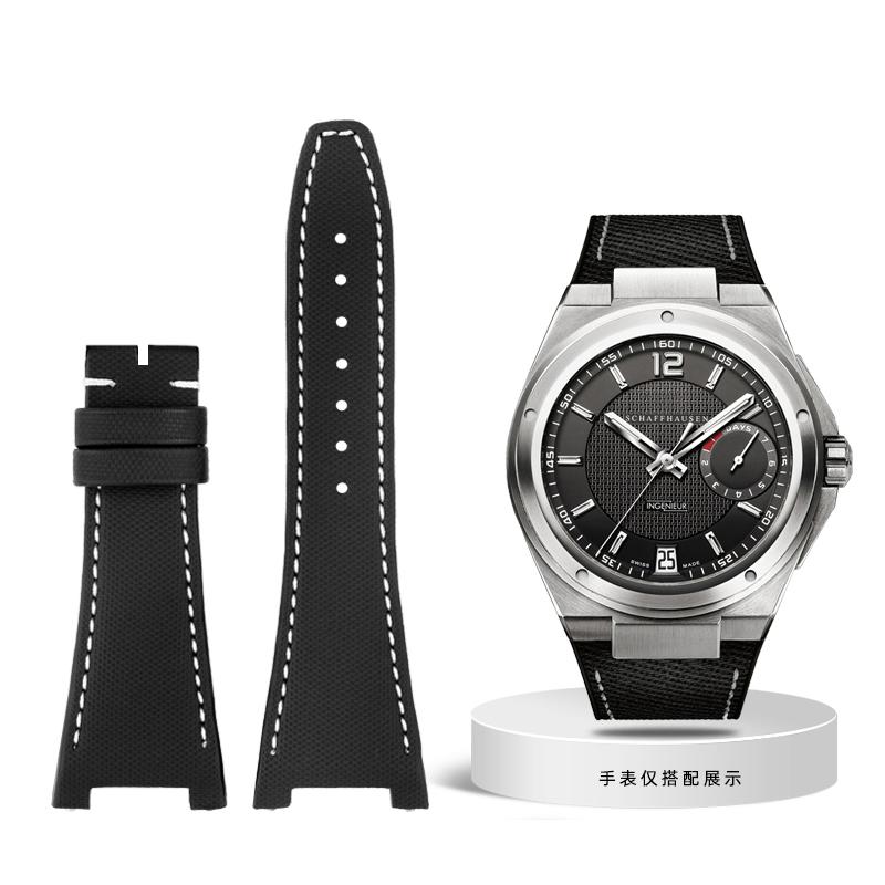 Nylonowo-skórzany pasek do zegarka IWC Engineer z wycięciem Pasek IW500501 IW378507 IW322703 Seria Czarny Sportowy płócienny pasek do zegarka