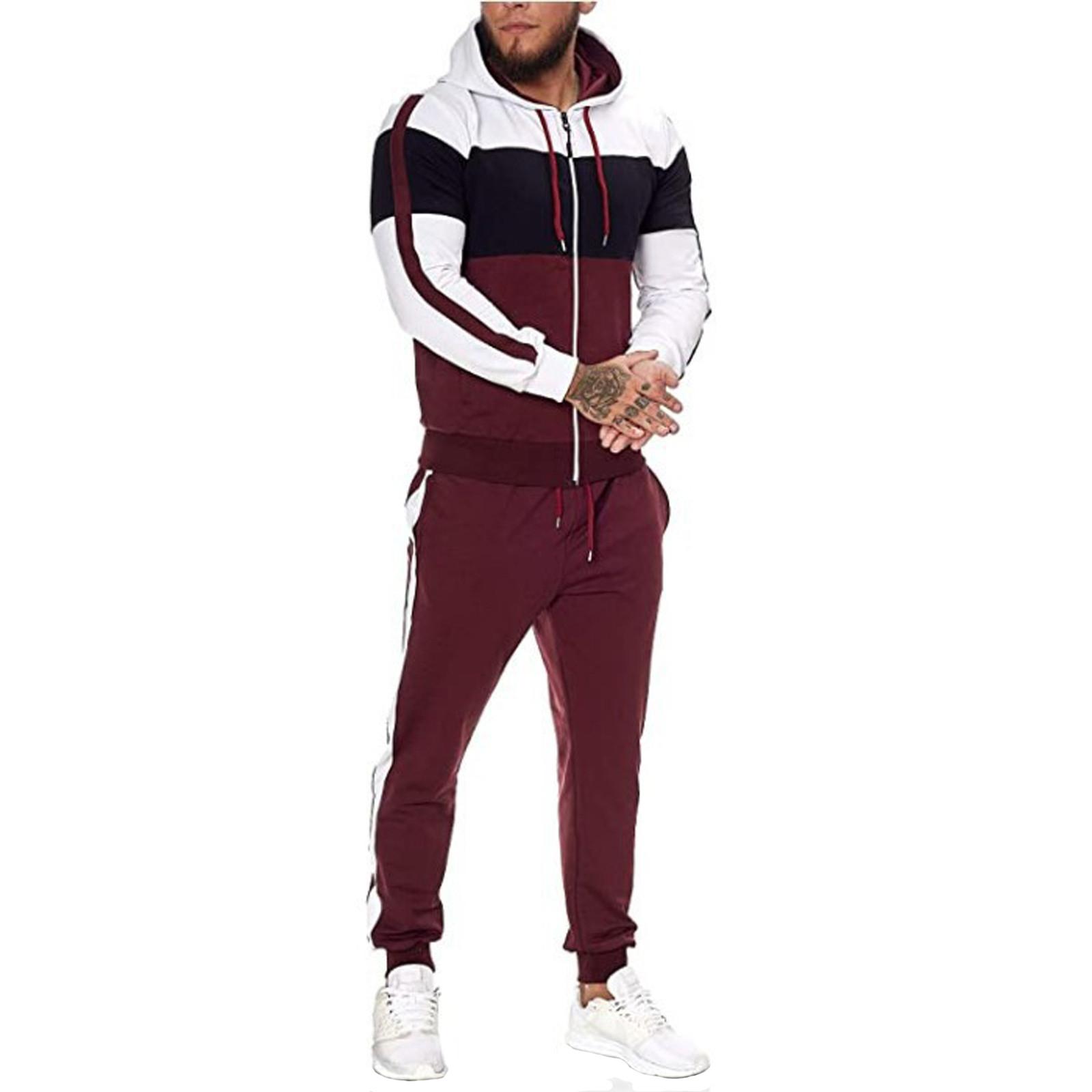 

Мужской весенний кардиган-свитшот с капюшоном и круглым вырезом, с цветными блоками M винный