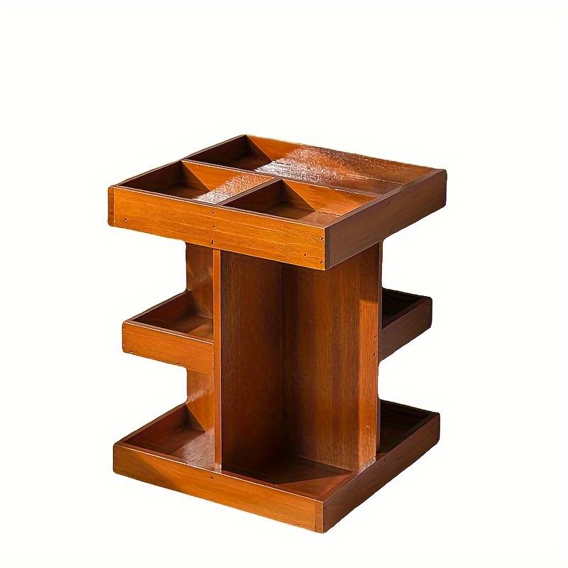 Вращающийся ретро-шкафчик-витрина из массива дерева, деревянный настольный органайзер для хранения, полка-органайзер для помад и косметики