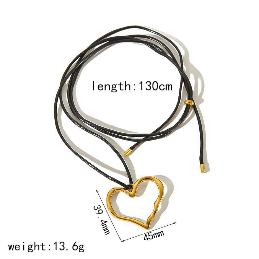 

Stainless Steel Heart Pendant Necklace With Adjustable Wax Rope Chain For Women Fashion Jewelry TN3424G