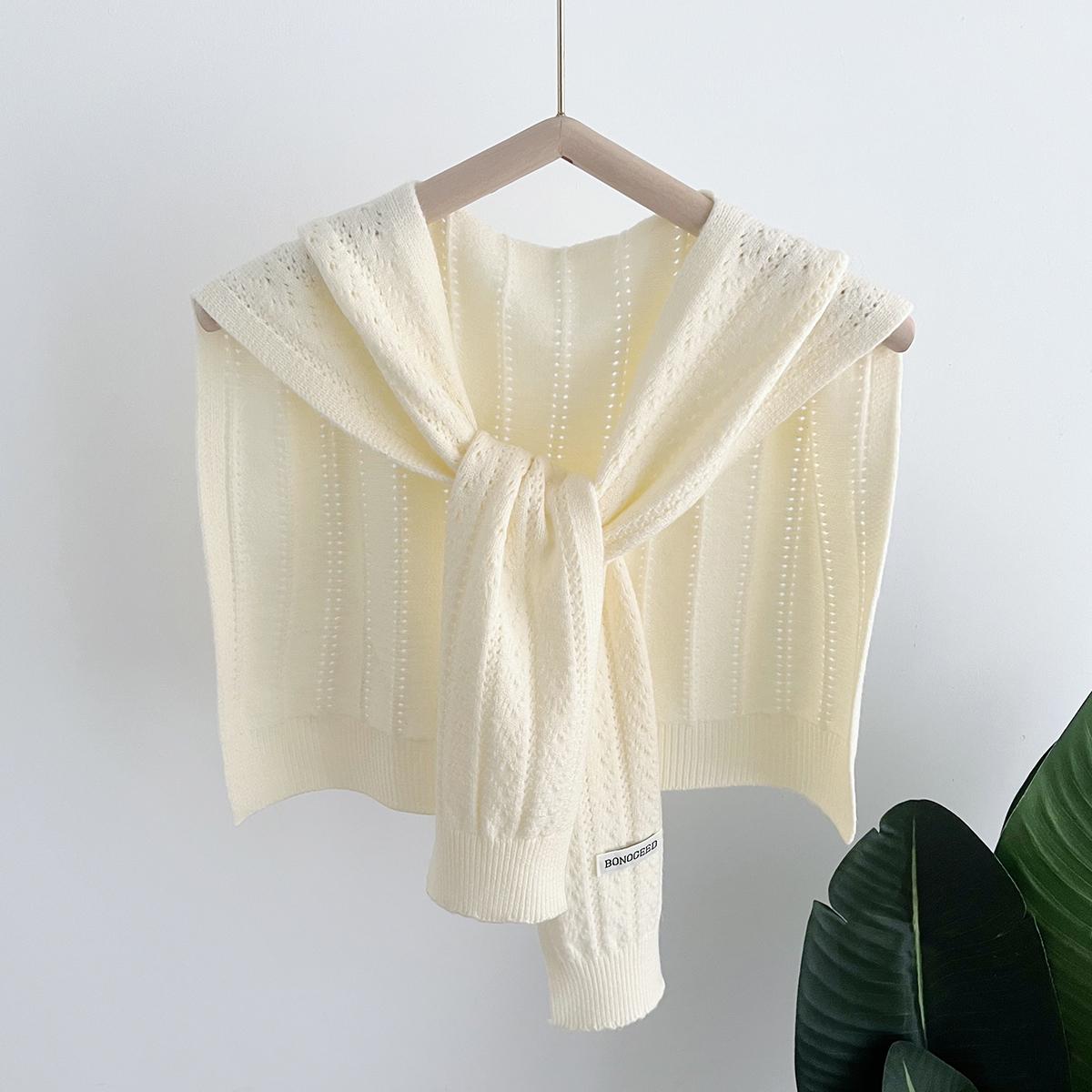 

Fashion Korean Autumn Knitted Shawl Female Blouse Shoulder Fake Collar Cape Solid Color Neck Guard Scarves Women Winter Indoor