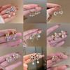 Fashion Geometric Bow Flower Pearl Earrings Women'S Premium Versatile Small Fragrant Wind Earrings