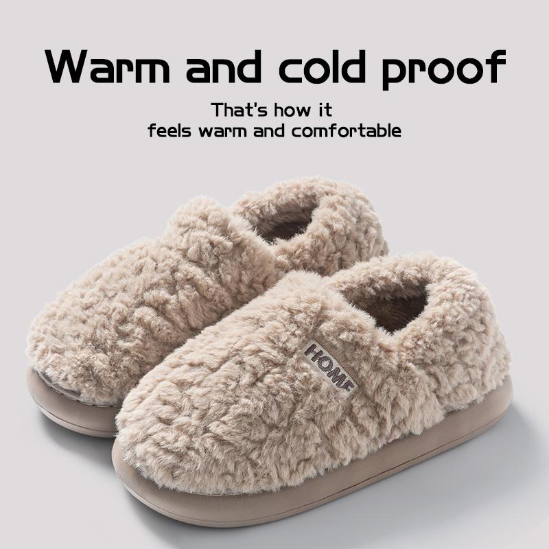 Cotton Slippers Women's Winter Bag Heel Home Warm and Non Slip Plush Cotton Shoes for Men Wearing Outside
